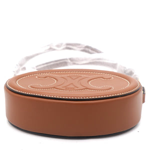 Smooth Calfskin Cuir Triomphe Oval Crossbody Purse Tan