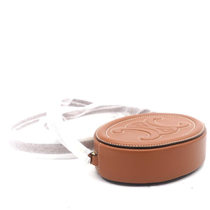 Smooth Calfskin Cuir Triomphe Oval Crossbody Purse Tan