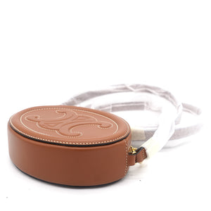 Smooth Calfskin Cuir Triomphe Oval Crossbody Purse Tan