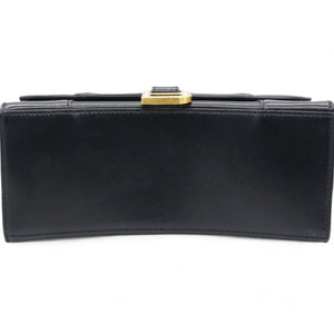 Shiny Box Calfskin Small Hourglass Top Handle Bag Black
