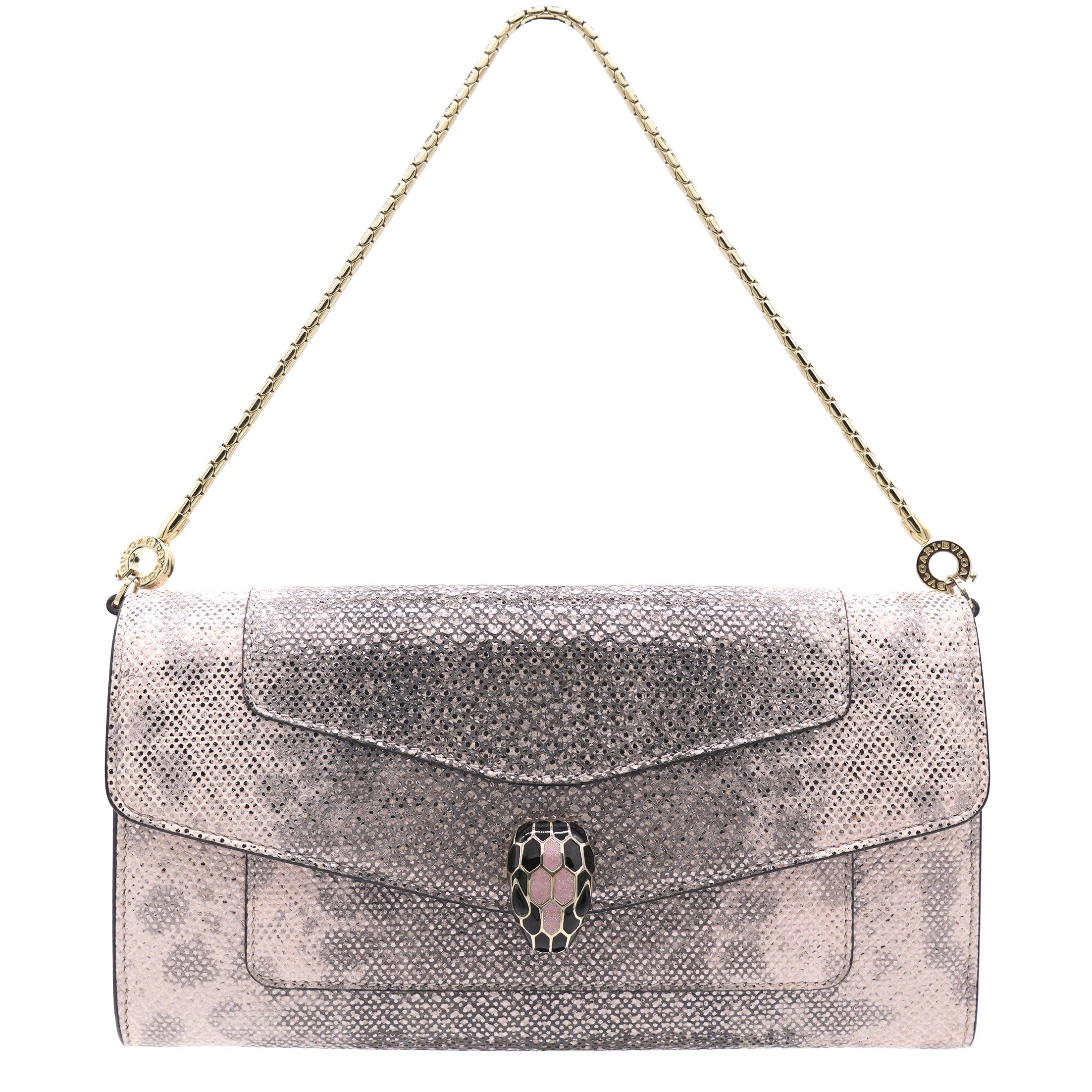 Pink/Gold Karung Serpenti Forever Clutch Bag