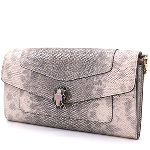 Pink/Gold Karung Serpenti Forever Clutch Bag