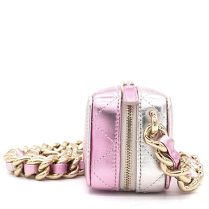 Gradient Metallic Gold and Pink Lambskin Clutch with Chain