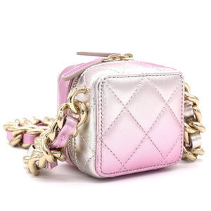 Gradient Metallic Gold and Pink Lambskin Clutch with Chain