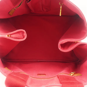 Denim Large Canapa Logo Tote Rosso