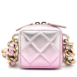Gradient Metallic Gold and Pink Lambskin Clutch with Chain