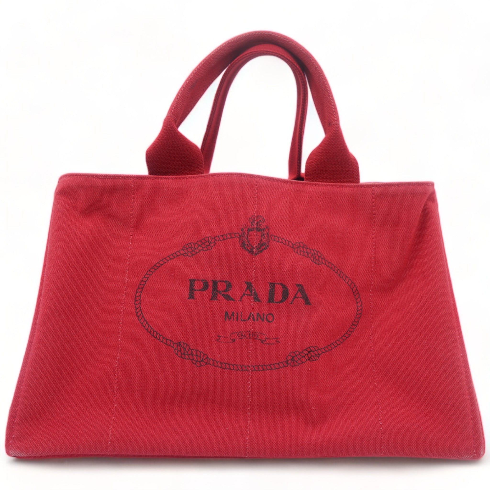 Denim Large Canapa Logo Tote Rosso