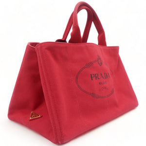 Denim Large Canapa Logo Tote Rosso