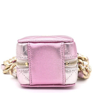 Gradient Metallic Gold and Pink Lambskin Clutch with Chain