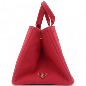 Denim Large Canapa Logo Tote Rosso