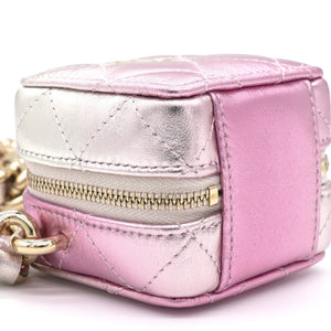 Gradient Metallic Gold and Pink Lambskin Clutch with Chain