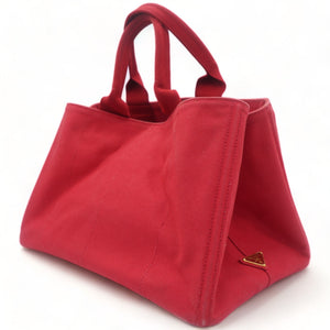 Denim Large Canapa Logo Tote Rosso