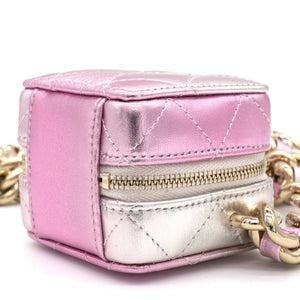 Gradient Metallic Gold and Pink Lambskin Clutch with Chain