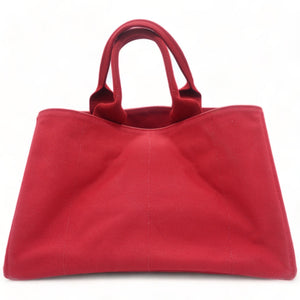 Denim Large Canapa Logo Tote Rosso