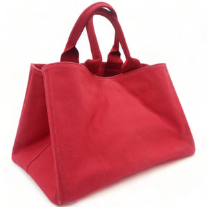 Denim Large Canapa Logo Tote Rosso