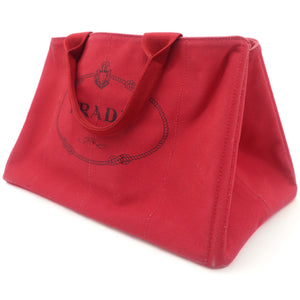 Denim Large Canapa Logo Tote Rosso
