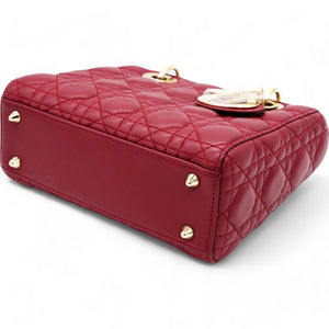 Lambskin Cannage Small Lucky Badges My Lady Dior Red