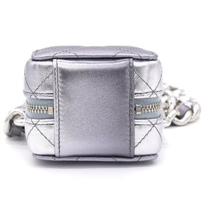 Gradient Metallic Silver and Purple Lambskin Clutch with Chain
