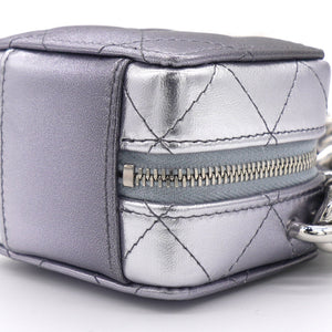 Gradient Metallic Silver and Purple Lambskin Clutch with Chain