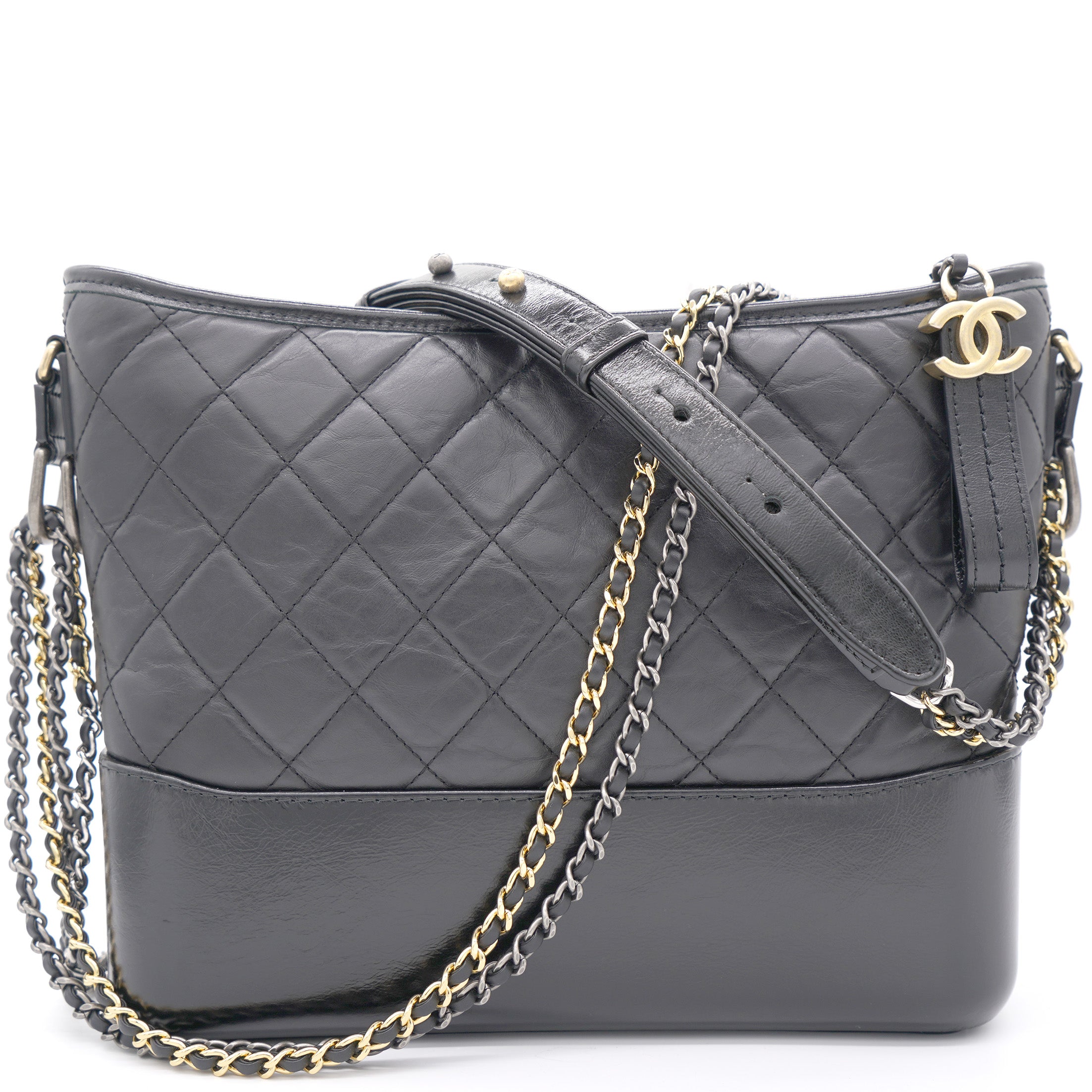 Black Quilted Leather Medium Gabrielle Hobo