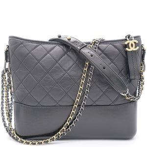 Black Quilted Leather Medium Gabrielle Hobo