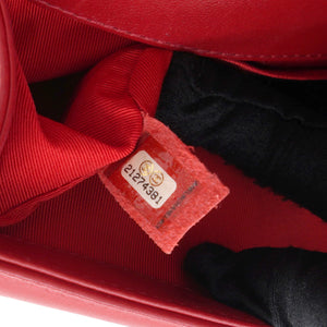 Red Quilted Lambskin Leather Small Boy Flap Bag