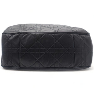 Lambskin Cannage Drawstring Bag Black