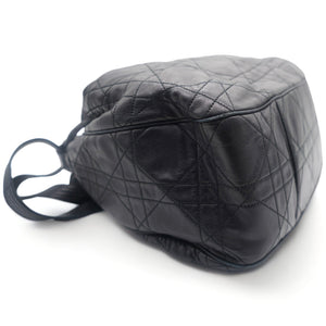 Lambskin Cannage Drawstring Bag Black