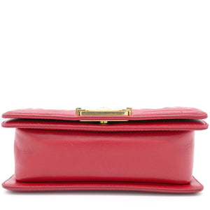 Red Quilted Lambskin Leather Small Boy Flap Bag