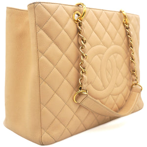 Caviar Quilted Grand Shopping Tote GST Beige Clair