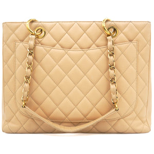 Caviar Quilted Grand Shopping Tote GST Beige Clair