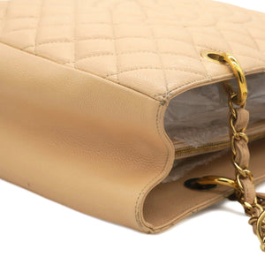 Caviar Quilted Grand Shopping Tote GST Beige Clair