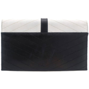 Matelasse Chevron Monogram Cassandre Clutch Black White