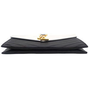 Matelasse Chevron Monogram Cassandre Clutch Black White