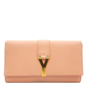 Light Pink Leather Ligne Y Clutch Bag