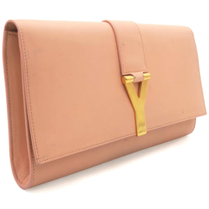 Light Pink Leather Ligne Y Clutch Bag