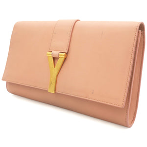 Light Pink Leather Ligne Y Clutch Bag