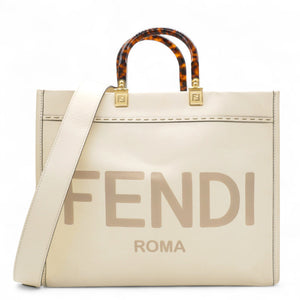Vitello King Plexiglass Logo Embossed Medium Fendi Sunshine Shopper Tote
