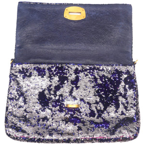 Silver Purple Sequins Clutch