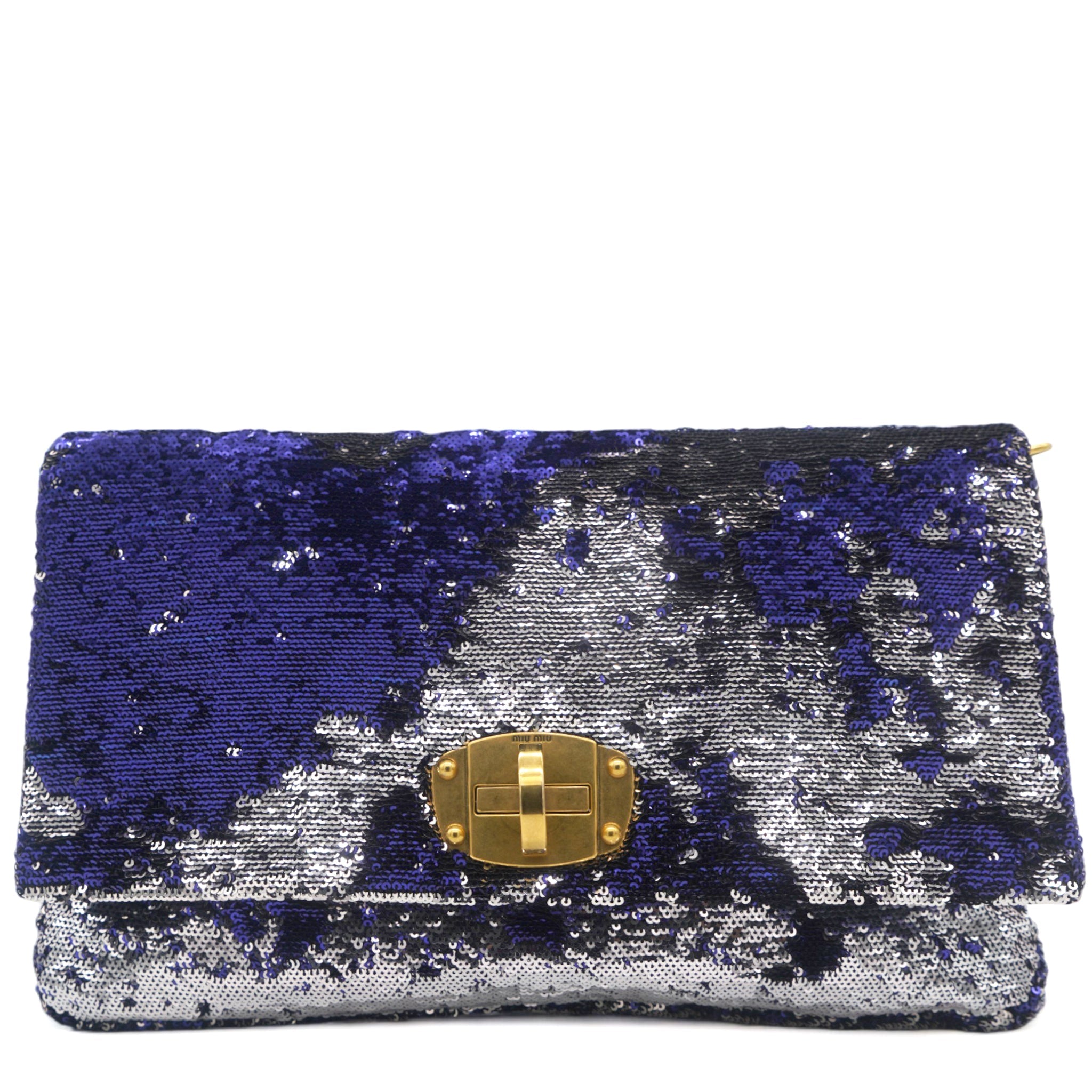 Silver Purple Sequins Clutch