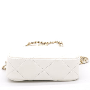 Lambskin Quilted Clutch with Double Chain White
