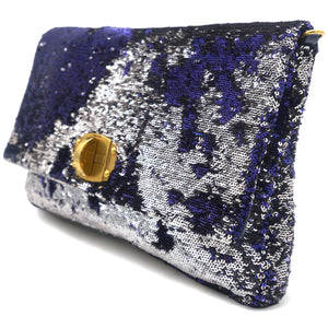 Silver Purple Sequins Clutch