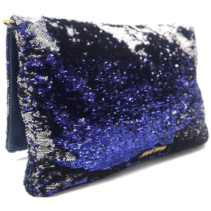 Silver Purple Sequins Clutch