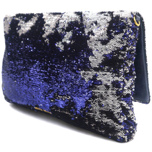 Silver Purple Sequins Clutch