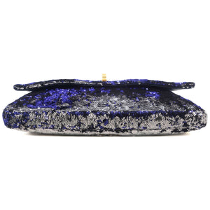 Silver Purple Sequins Clutch