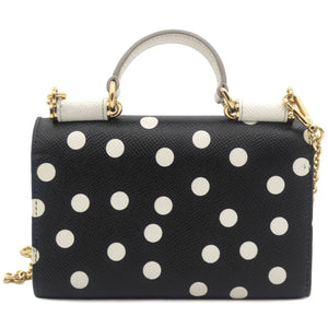 White/Black Polka dot Leather Miss Sicily Von Wallet on Chain