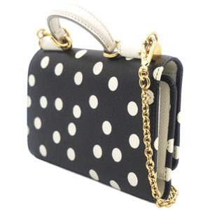 White/Black Polka dot Leather Miss Sicily Von Wallet on Chain
