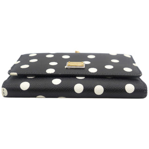 White/Black Polka dot Leather Miss Sicily Von Wallet on Chain