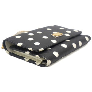 White/Black Polka dot Leather Miss Sicily Von Wallet on Chain