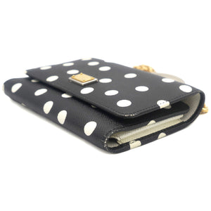White/Black Polka dot Leather Miss Sicily Von Wallet on Chain